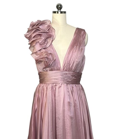 Mac Duggal 49494 Pink Sleeveless Chiffon A-Line Tea Length Cocktail Dress | 8 - Picture 6 of 10